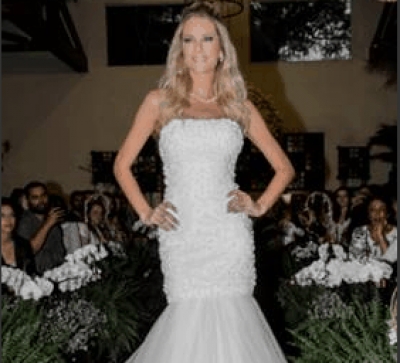 Gianne Albertoni desfila com vestidos de loja queridinha das noivas
