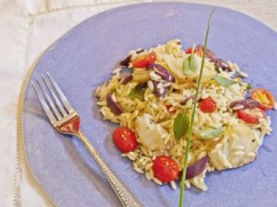 Risoni de bacalhau com azeitonas, by chef Walner Sovi